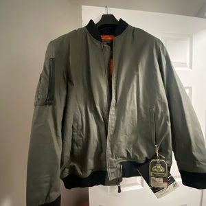 Medium Roland Sands Designs motorcycle bomber jacket with pads.
